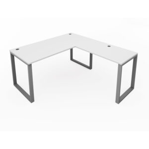 Fusion L-Shaped Metal Leg Desk with Grommets 66"W