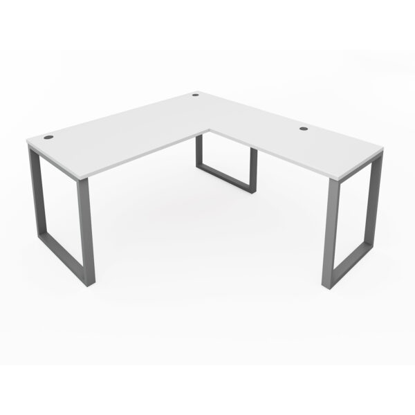Fusion L-Shaped Metal Leg Desk with Grommets 66"W